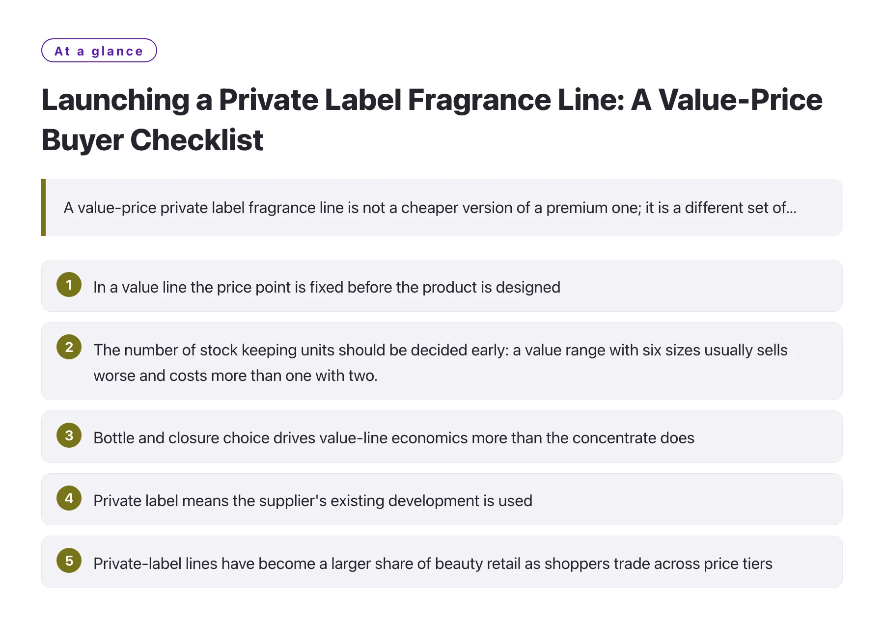 Launching a Private Label Fragrance Line: A Value-Price Buyer Checklist——全文要点速览